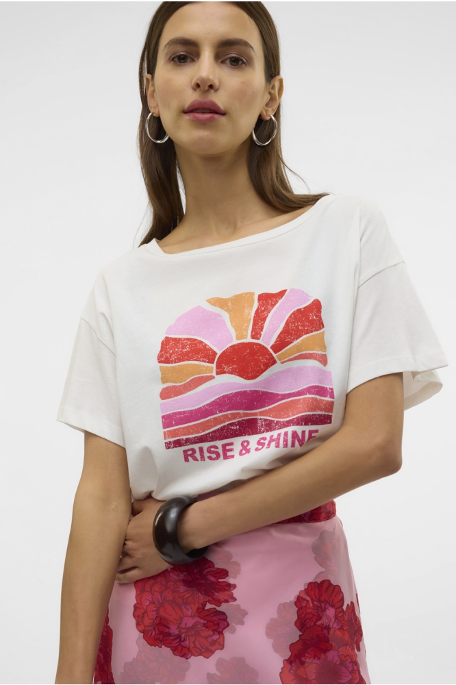 VMDINA S/S BOAT NECK TOP JRS BTQ GA 10329527 Snow White/RISE AND SHINE